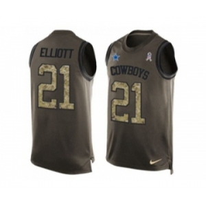Nike Dallas Cowboys #21 Ezekiel Elliott Green Men's Stitched NFL Limited Salute To Service Tank Top Jersey