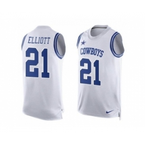 Nike Dallas Cowboys #21 Ezekiel Elliott White Men's Stitched NFL Limited Tank Top Jersey[Elliott]