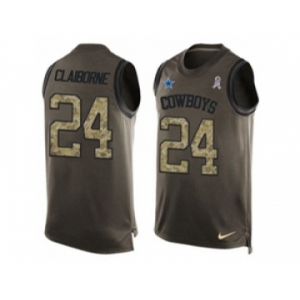 Nike Dallas Cowboys #24 Morris Claiborne Green Men's Stitched NFL Limited Salute To Service Tank Top Jersey