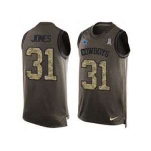 Nike Dallas Cowboys #31 Byron Jones Green Men's Stitched NFL Limited Salute To Service Tank Top Jersey