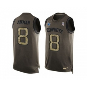 Nike Dallas Cowboys #8 Troy Aikman Green Men's Stitched NFL Limited Salute To Service Tank Top Jersey