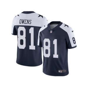Nike Dallas Cowboys #81 Terrell Owens Navy Blue Thanksgiving Men Stitched NFL Vapor Untouchable Limited Throwback Jersey