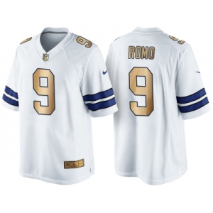 Nike Dallas Cowboys #9 Tony Romo White 2016 Christmas Men's NFL Game Gold Edition Jersey