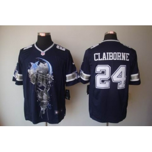 nike nfl jerseys dallas cowboys #24 claiborne blue[helmet tri-blend limited]
