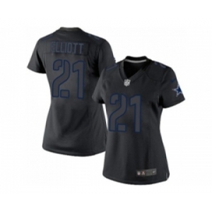 Women Nike Dallas Cowboys #21 Ezekiel Elliott Black Impact Stitched NFL Limited Jersey