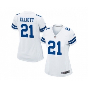 Women Nike Dallas Cowboys #21 Ezekiel Elliott White Stitched NFL Jersey[Elliott]
