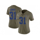Women Nike Dallas Cowboys #31 Byron Jones Olive Stitched NFL Limited 2017 Salute to Service Jersey