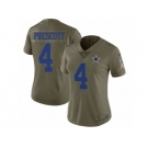 Women Nike Dallas Cowboys #4 Dak Prescott Limited Olive 2017 Salute to Service NFL Jersey