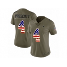 Women Nike Dallas Cowboys #4 Dak Prescott Limited Olive USA Flag 2017 Salute to Service NFL Jersey