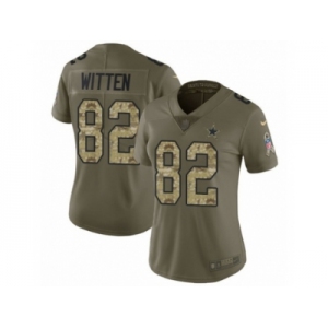 Women Nike Dallas Cowboys #82 Jason Witten Limited Olive Camo 2017 Salute to Service NFL Jersey