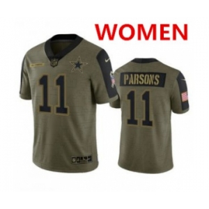 Women's Dallas Cowboys #11 Micah Parsons Olive 2021 Salute To Service Limited Stitched Jersey