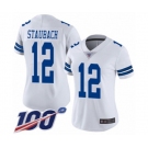 Women's Dallas Cowboys #12 Roger Staubach White Vapor Untouchable Limited Player 100th Season Football Jersey