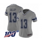 Women's Dallas Cowboys #13 Michael Gallup Limited Gray Inverted Legend 100th Season Football Jersey