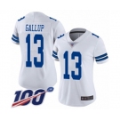 Women's Dallas Cowboys #13 Michael Gallup White Vapor Untouchable Limited Player 100th Season Football Jersey
