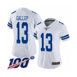 Women's Dallas Cowboys #13 Michael Gallup White Vapor Untouchable Limited Player 100th Season Football Jersey