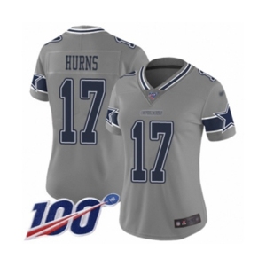 Women's Dallas Cowboys #17 Allen Hurns Limited Gray Inverted Legend 100th Season Football Jersey