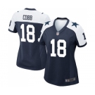 Women's Dallas Cowboys #18 Randall Cobb Game Navy Blue Throwback Alternate Football Jersey