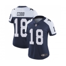 Women's Dallas Cowboys #18 Randall Cobb Navy Blue Throwback Alternate Vapor Untouchable Limited Player Football Jersey
