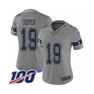 Women's Dallas Cowboys #19 Amari Cooper Limited Gray Inverted Legend 100th Season Football Jersey