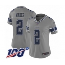 Women's Dallas Cowboys #2 Brett Maher Limited Gray Inverted Legend 100th Season Football Jersey
