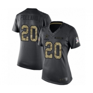 Women's Dallas Cowboys #20 Tony Pollard Limited Black 2016 Salute to Service Football Jersey