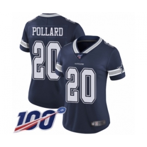 Women's Dallas Cowboys #20 Tony Pollard Navy Blue Team Color Vapor Untouchable Limited Player 100th Season Football Jersey