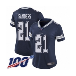 Women's Dallas Cowboys #21 Deion Sanders Navy Blue Team Color Vapor Untouchable Limited Player 100th Season Football Jersey