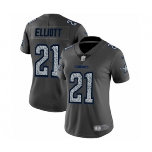 Women's Dallas Cowboys #21 Ezekiel Elliott Gray Static Fashion Limited Football Jersey