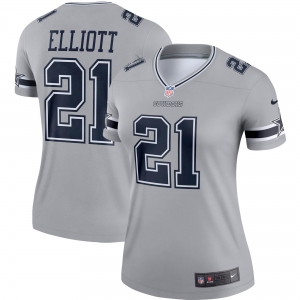 Women's Dallas Cowboys #21 Ezekiel Elliott Limited Gray Inverted Legend Football Jersey