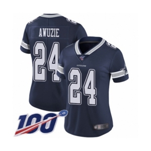 Women's Dallas Cowboys #24 Chidobe Awuzie Navy Blue Team Color Vapor Untouchable Limited Player 100th Season Football Jersey
