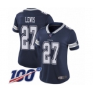 Women's Dallas Cowboys #27 Jourdan Lewis Navy Blue Team Color Vapor Untouchable Limited Player 100th Season Football Jersey