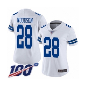 Women's Dallas Cowboys #28 Darren Woodson White Vapor Untouchable Limited Player 100th Season Football Jersey