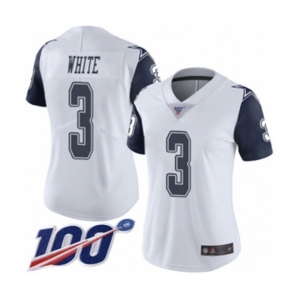 Women's Dallas Cowboys #3 Mike White Limited White Rush Vapor Untouchable 100th Season Football Jersey