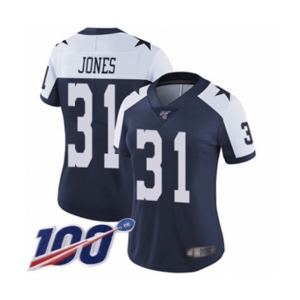 Women's Dallas Cowboys #31 Byron Jones Navy Blue Throwback Alternate Vapor Untouchable Limited Player 100th Season Football Jersey