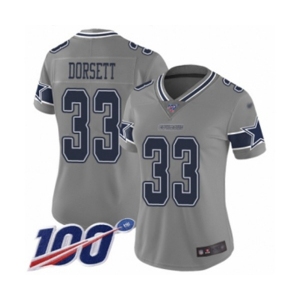 Women's Dallas Cowboys #33 Tony Dorsett Limited Gray Inverted Legend 100th Season Football Jersey