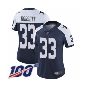 Women's Dallas Cowboys #33 Tony Dorsett Navy Blue Throwback Alternate Vapor Untouchable Limited Player 100th Season Football Jersey