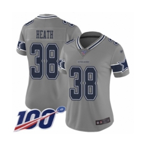 Women's Dallas Cowboys #38 Jeff Heath Limited Gray Inverted Legend 100th Season Football Jersey