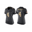 Women's Dallas Cowboys #4 Dak Prescott Anthracite Gold Special Edition Salute to Service Jersey