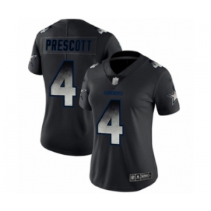 Women's Dallas Cowboys #4 Dak Prescott Black Smoke Fashion Limited Football Jersey