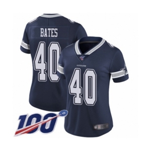 Women's Dallas Cowboys #40 Bill Bates Navy Blue Team Color Vapor Untouchable Limited Player 100th Season Football Jersey
