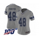 Women's Dallas Cowboys #48 Daryl Johnston Limited Gray Inverted Legend 100th Season Football Jersey