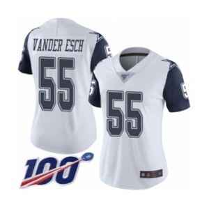 Women's Dallas Cowboys #55 Leighton Vander Esch Limited White Rush Vapor Untouchable 100th Season Football Jersey