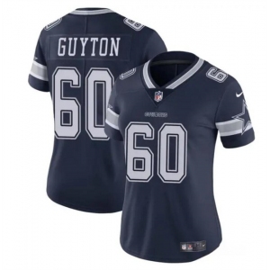 Women's Dallas Cowboys #60 Tyler Guyton Navy 2024 Draft Vapor Limited Football Stitched Jersey