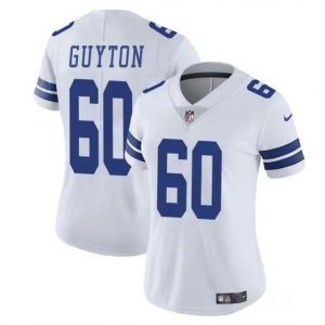 Women's Dallas Cowboys #60 Tyler Guyton White 2024 Draft Vapor Limited Football Stitched Jersey