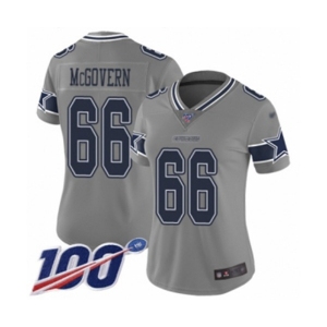 Women's Dallas Cowboys #66 Connor McGovern Limited Gray Inverted Legend 100th Season Football Jersey