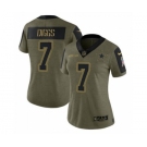 Women's Dallas Cowboys #7 Trevon Diggs Olive Salute To Service Limited Stitched Jersey