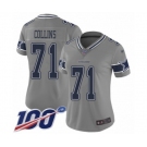 Women's Dallas Cowboys #71 La'el Collins Limited Gray Inverted Legend 100th Season Football Jersey