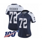 Women's Dallas Cowboys #72 Travis Frederick Navy Blue Throwback Alternate Vapor Untouchable Limited Player 100th Season Football Jersey