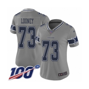 Women's Dallas Cowboys #73 Joe Looney Limited Gray Inverted Legend 100th Season Football Jersey