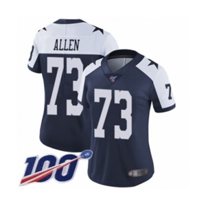 Women's Dallas Cowboys #73 Larry Allen Navy Blue Throwback Alternate Vapor Untouchable Limited Player 100th Season Football Jersey